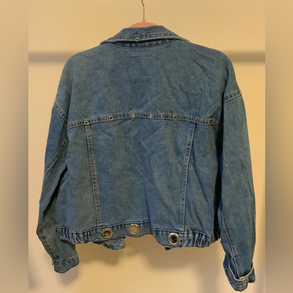 ZARA Denim Jacket With Faux Fur Cheetah Print Collar - Picture 4 of 6